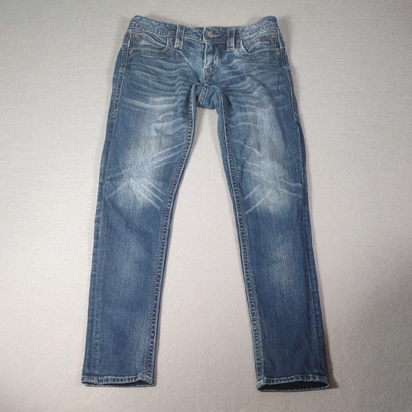 Rock Revival Denim - Rock Revival Stephan Skinny Whiskered Distressed Embroidered Women's Jeans Sz 29